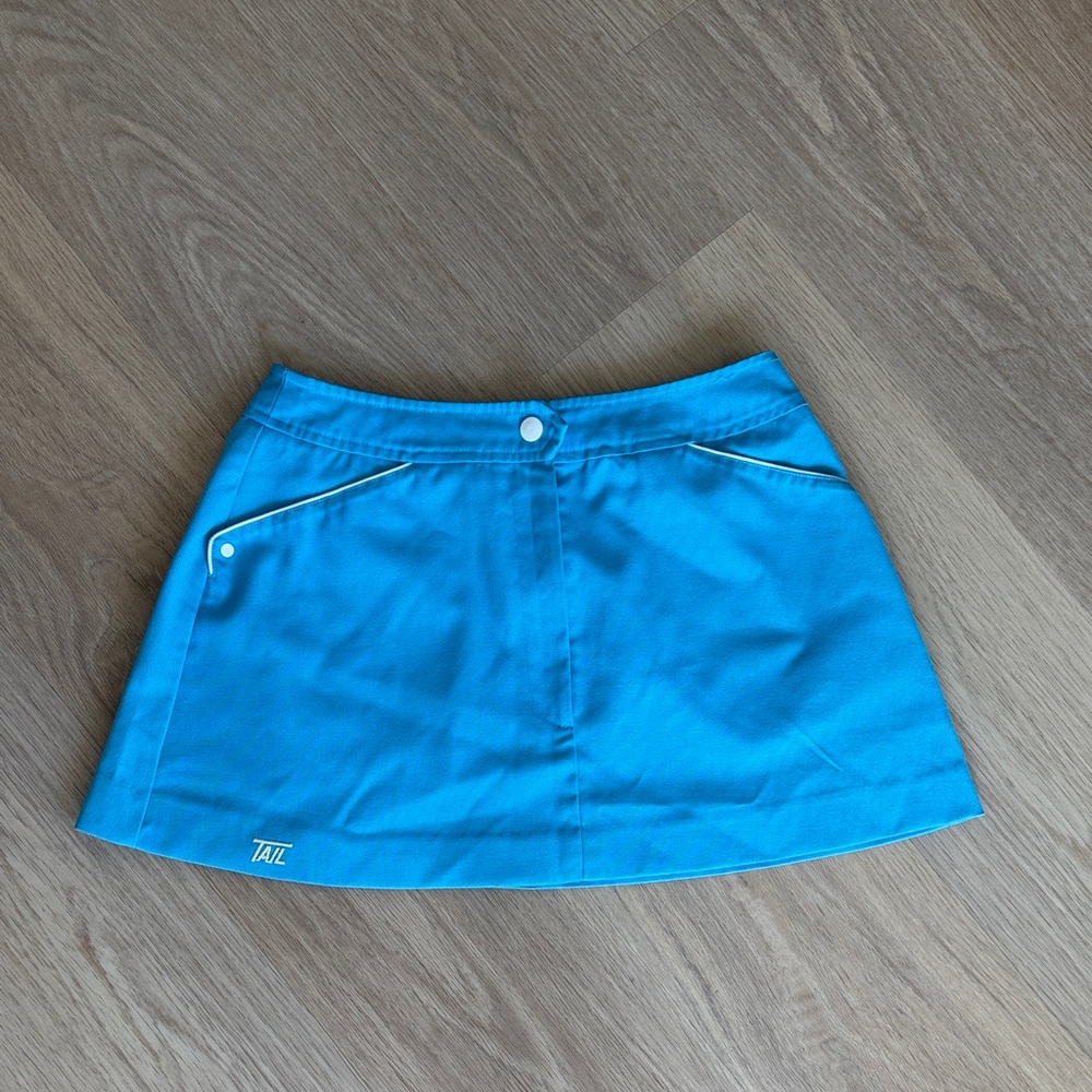 Vintage Tennis Skirt TAIL Turquoise Blue with White Pocket Trim XS